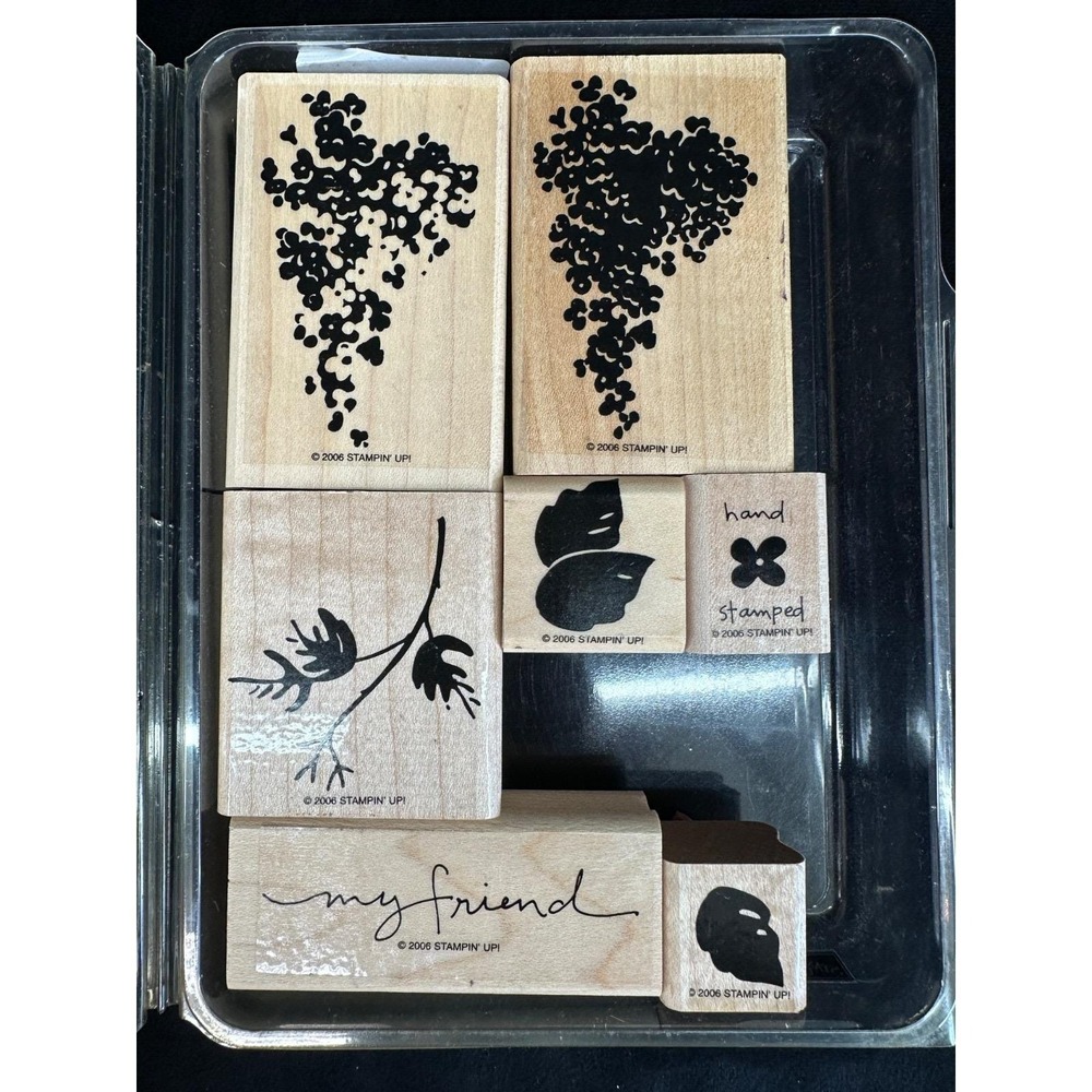 Stampin' Up! BLOSSOMS ABOUND Wood Mounted Rubber Stamp 2006 Floral Blooms VTG